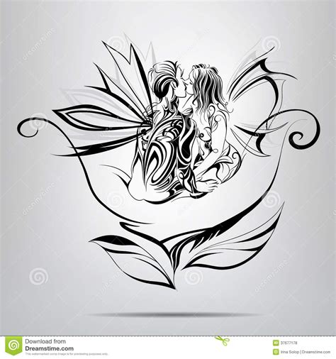 lovers on a flower vector illustration stock vector