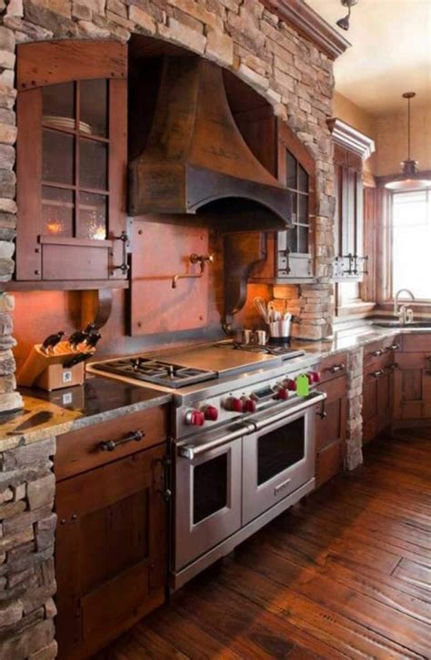 feel  warmth  rustic kitchen designs  stones  wood