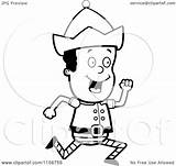 Christmas Running Elf Clipart Boy Cartoon Outlined Coloring Vector Cory Thoman Royalty sketch template