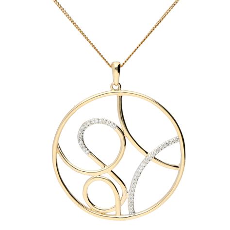 ct yellow gold diamond contemporary pendant buy   insured uk delivery