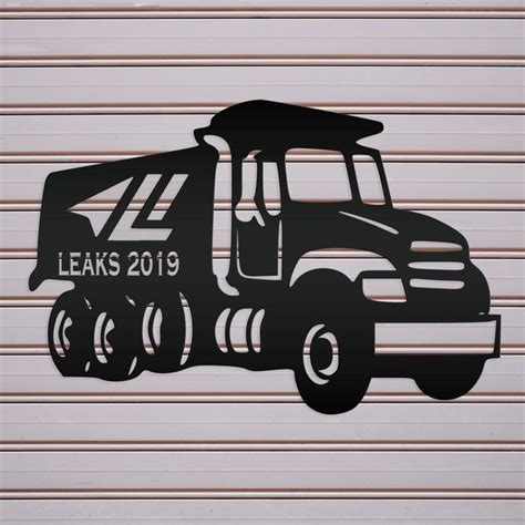 personalized dump truck metal sign matte white  metal signs