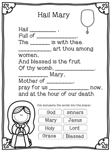 hail mary worksheets teaching resources
