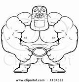 Wrestler Strong Clipart Luchador Cartoon Coloring Outlined Thoman Cory Vector Royalty 2021 sketch template