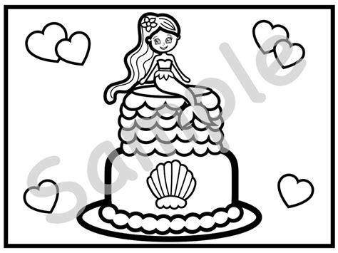 set   custom mermaid birthday party coloring pages etsy