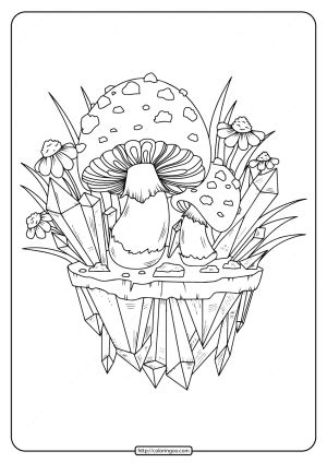 printable mushroom adult coloring page