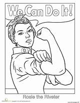 Rosie Riveter Coloring Do Pages Printable History Women Month Colouring Book Girl Print Color Woman Sheets Info Womens Power Choose sketch template