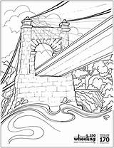 Bridge Wheeling Suspension Coloring 170th Fireworks Celebration Birthday Commemorative Copies Print Click Will sketch template