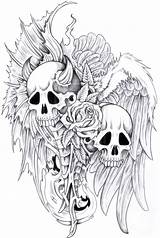 Evil Tattoo Skull Drawings Monster Tattoos Stencil Good Designs Vs Wings Angel Stencils Rose Outline Size Sketches Paintingvalley Printable Deviantart sketch template
