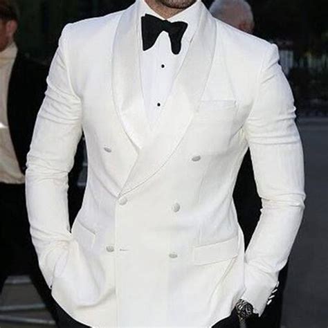buy white wedding man suits double breasted custom