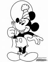 Mickey Birthday Coloring Mouse Pages Holding Party Balloon Disney Disneyclips Funstuff sketch template