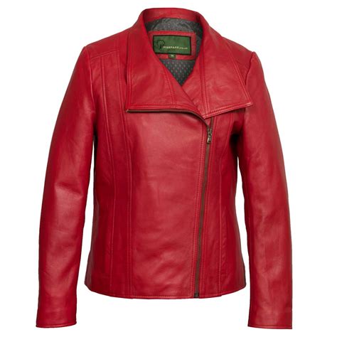 Cayla Women S Red Leather Biker Jacket Hidepark Leather