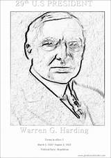 Color Harding Warren 29th President Printable Sheets sketch template