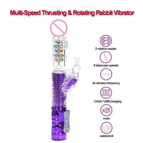 Multi Speed Telescopic Rotating Rabbit Vibrator Usb Charge Thrusting