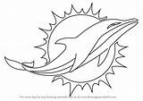 Dolphins Miami Logo Draw Coloring Nfl Drawing Pages Dolphin Step Sketch Printable Football Team Stencils Print Sheets Blank Kids Sketches sketch template