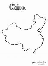 China Map Coloring Pages Drawing Color Chinese Kids Blank Flag Print Culture Maps Printcolorfun Crafts Fun Printables Country Add Lesson sketch template