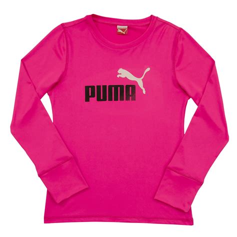 puma puma girls long sleeve shirt athletic sports  shirt mesh tee pink large walmartcom