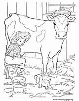Coloring Cow Farm Pages Milking Boy Colouring Cows Dairy Printable Calf Barn Ingalls Laura Wilder Calves Animal Color House Farmer sketch template