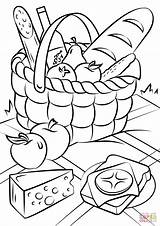 Coloring Picnic Basket Food Pages Printable Drawing Dot sketch template