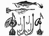 Fishing Coloring Lure Pages Vintage Lures sketch template