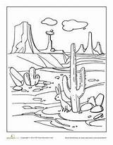 Desert Drawing Coloring Printable Kids Pages Color Worksheets Landscape Cactus Deserts Animal Grade Adults Sheets Education Crafts Draw Scene Landscapes sketch template