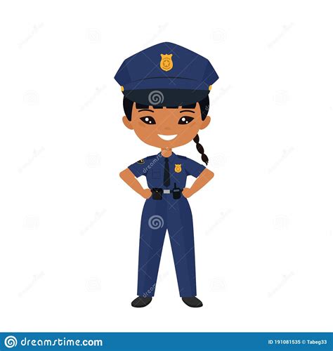 chibi girl character in police uniform professions for