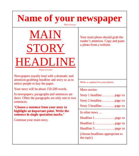 editable newspaper template google docs   blank sample