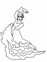 Flamenco Dancer Sevillanas Colouring sketch template