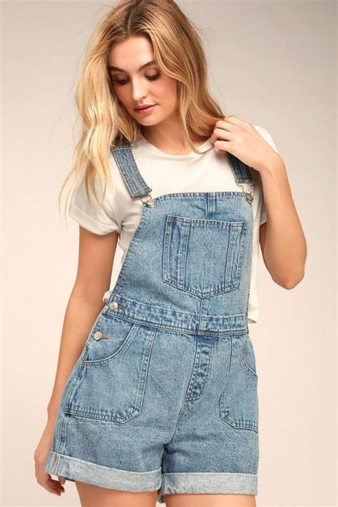 Sunny Strolls Light Wash Denim Short Overalls Denim Overalls Shorts