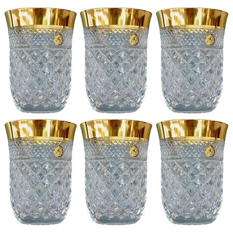 Precious 6 Water Glasses Gold Crystal Glass Tumbler Josephinenhuette