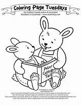 Coloring Pages Printable Reading Lucy Bunnies Tuesday Corner Books Template Joy Dulemba sketch template