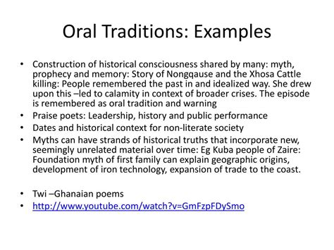 oral traditions  history powerpoint