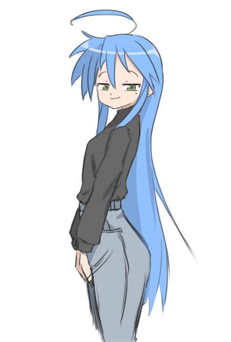 safebooru 1girl absurdres aged up ahoge ass blue hair commentary flat