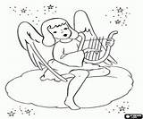 Anjo Harpa Angelo Arpa Engel Harp Nuvem Colorir Nuvola Anjos Wolk Natale Disegni Angeli Natal Colorare Noiembrie Colorirgratis sketch template