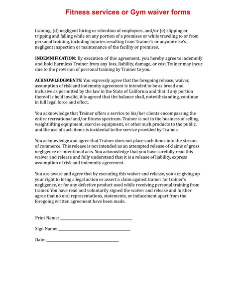 fitness services waiver template gym services waiver forms etsy uk