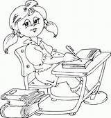 Desk Coloring Sitting Schoolgirl Pages رسومات Yahoo Search Board مدرسيه Coloriage Kids Designlooter Colouring Choose sketch template