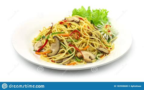 chinese noodles stir fried  vegetables chow mein stock photo