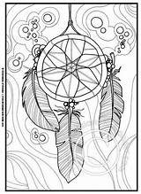 Coloring Native Pages American Printable Feather Dream Catcher Adults Color Dreamcatcher Print Mandala Adult Colouring Drawing Indian Sheets Feathers Printables sketch template