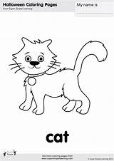 Cat Coloring Simple Super Halloween Flashcards Worksheets Songs Color Animal Pages Kids Cats Printables Kindergarten Creepy Learning Choose Board sketch template