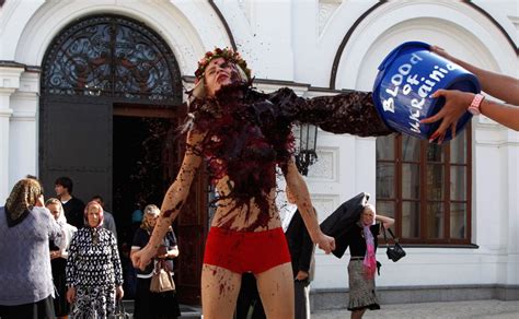 photos activists of ukrainian womens rights group stage