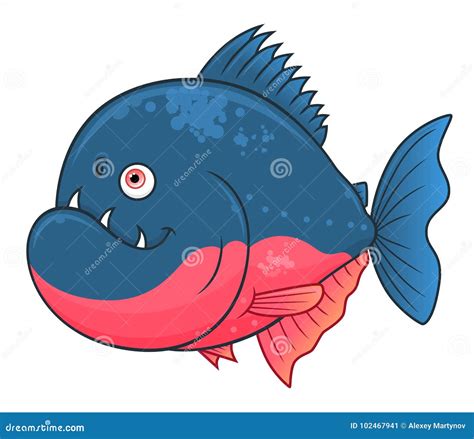 cartoon funny piranha stock vector illustration  animal