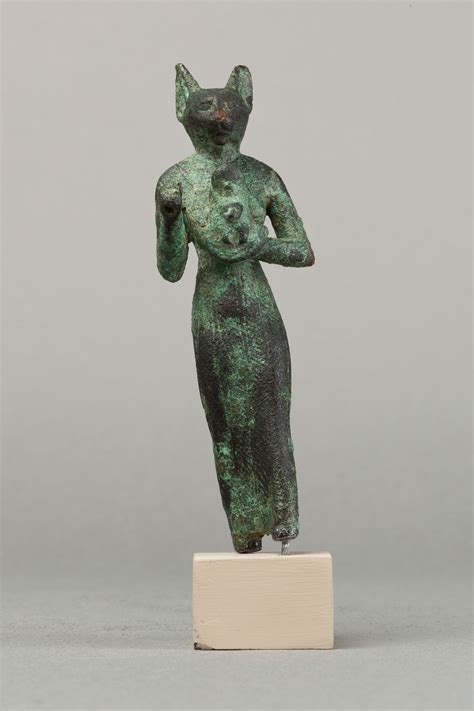 bastet holding an aegis late period ptolemaic period the