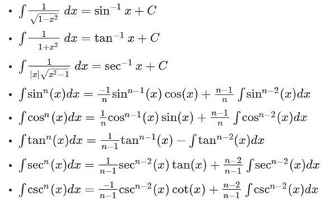 trig integrals table  bruin blog