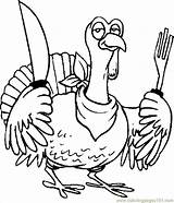 Turkey Thanksgiving Drawing Coloring Pages Utensils Color Easy Cooked Sketches Realistic Drawings Printable Clipart Cliparts Poultry Draw Line Holidays Print sketch template