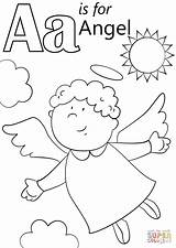 Coloring Angel Letter Pages Printable Preschool Supercoloring Crafts Kids Print Alphabet Sheets Animals sketch template