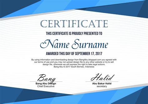 elegant certificate background geometric blue bang abu design