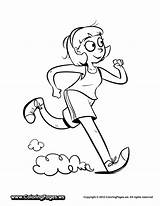 Running Coloring Pages Drawing Girl Track Kids Template Playing Getdrawings sketch template