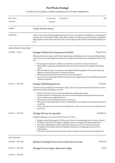 paralegal resume examples guide