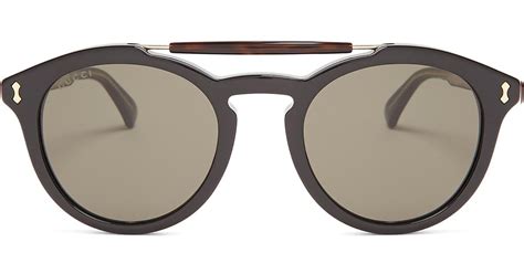 gucci round frame acetate sunglasses in black for men lyst