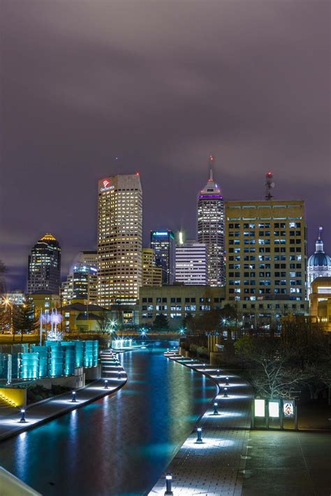 beautiful picture  downtown indy indianapolis skyline indianapolis canal world cities