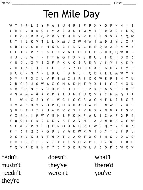 ten mile day word search wordmint